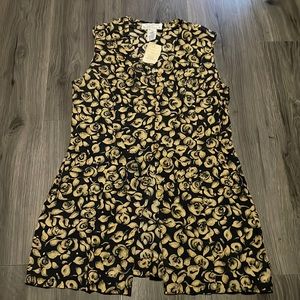 🧡Rena Rowen for Saville sleeveless button blouse size 8 Black & Gold Versatile